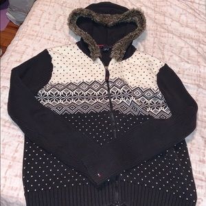 Snowflake fur hooded sweater❄️